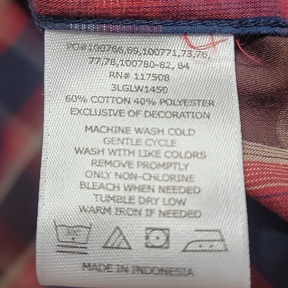 Levi's Size L Multicolored Plaid Long Sleeve Western Shirt Cotton Blend